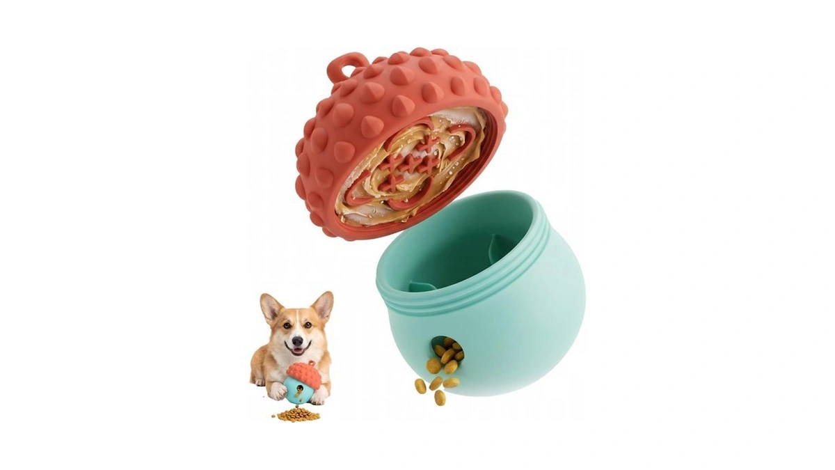 Byazletqan Dog Toy Treat Dispenser, Slow Feeder Puzzle (reddish Blue)