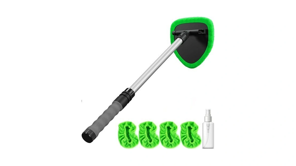 Windshield Cleaner Tool With Extendable Aluminum Handle (up To 19.7"),