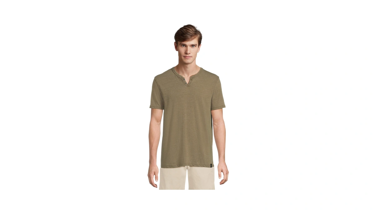 Lucky Brand Burnout Button Notch Shirt Dark Olive Sm