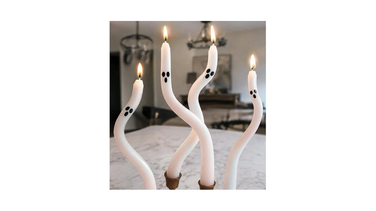 Halloween Decorations Indoor - 4 Pack Cute Ghost Taper Candles