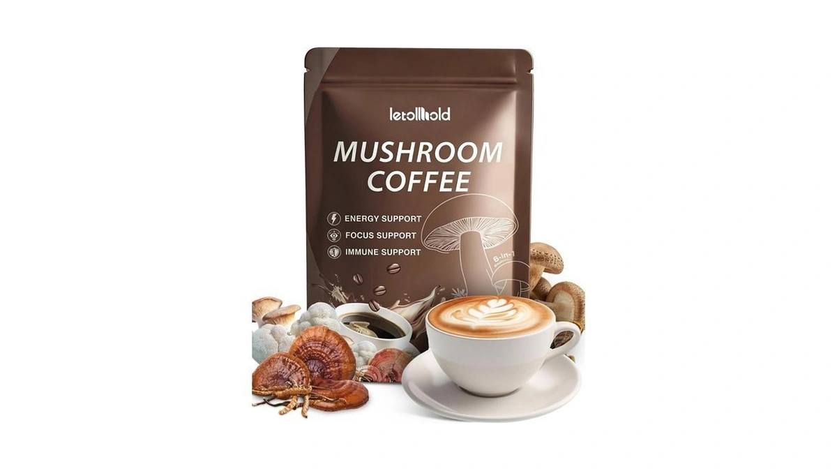 Letollhold Mushroom Coffee, 6-in-1 Adaptogenic Instant Mushroom Coffee With Cordyceps,
