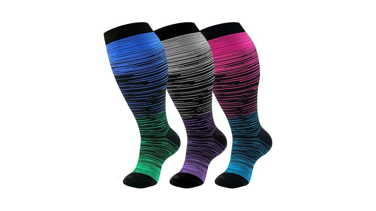 Bropite 3/4 Pairs Plus Size Compression Socks For Women &