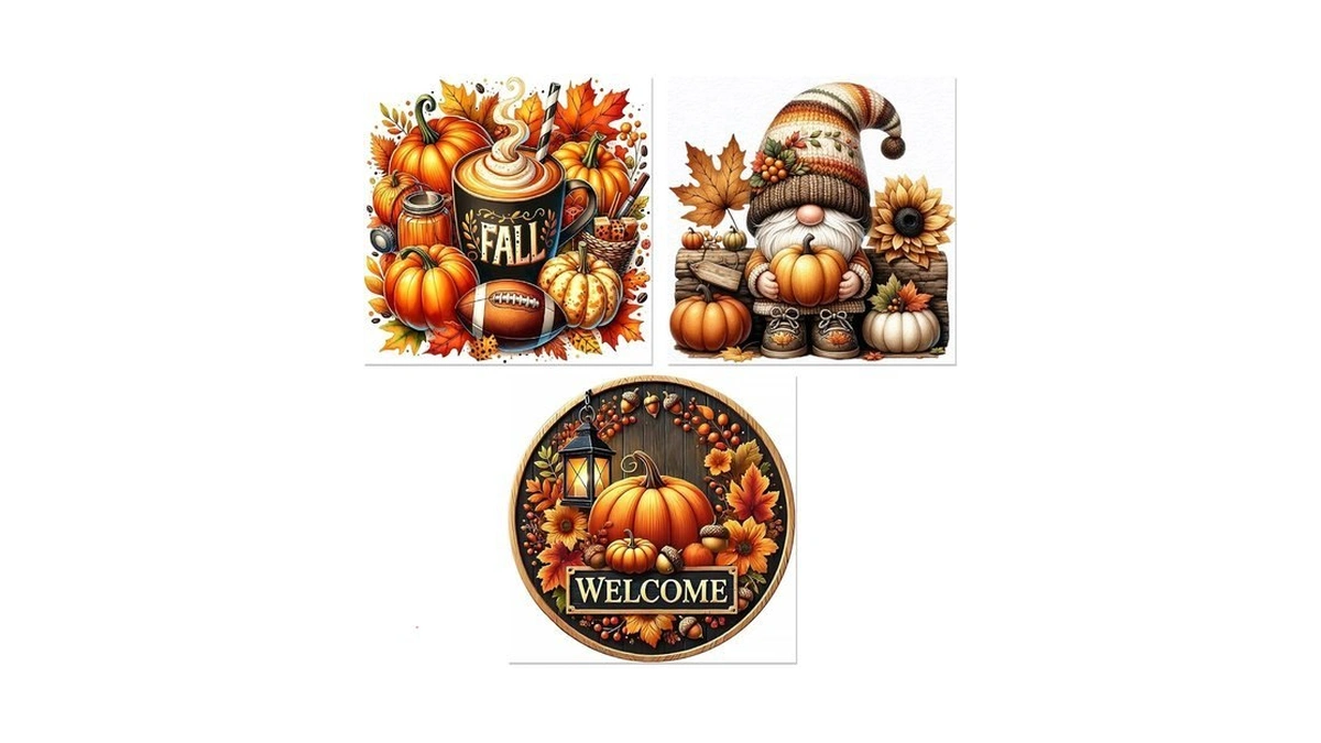 Ekuxom 3 Pack Fall Diamond Art Kits For Adults -