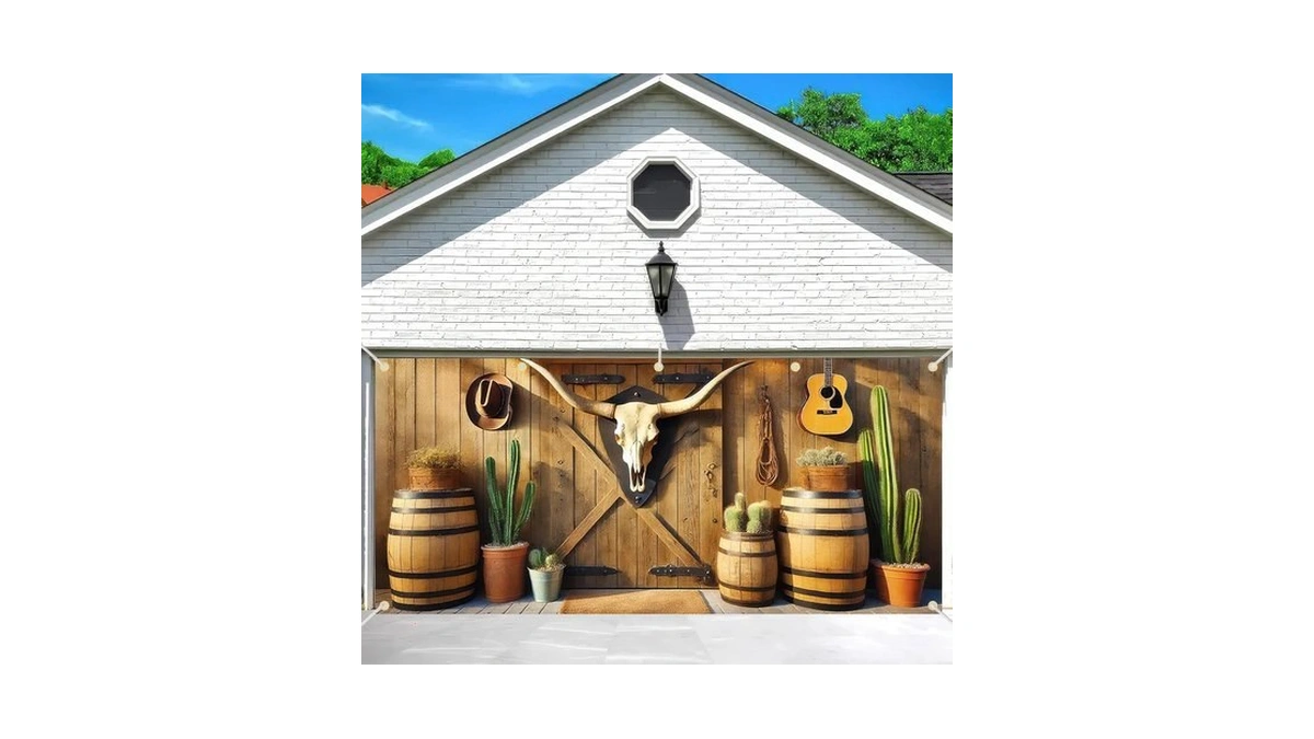 Blissyard Western Wild West Barn Garage Door Banner 13x6ft