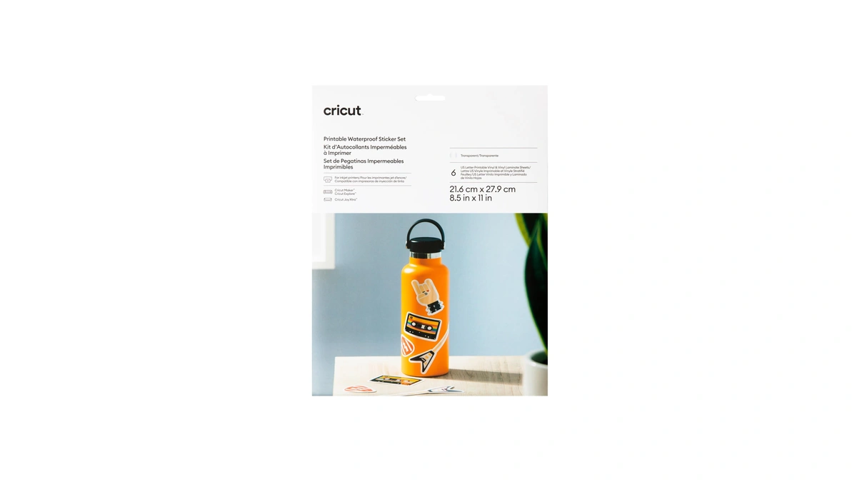 Cricut Printable Waterproof Sticker Set, 6 Clear Sheets (8.5" X