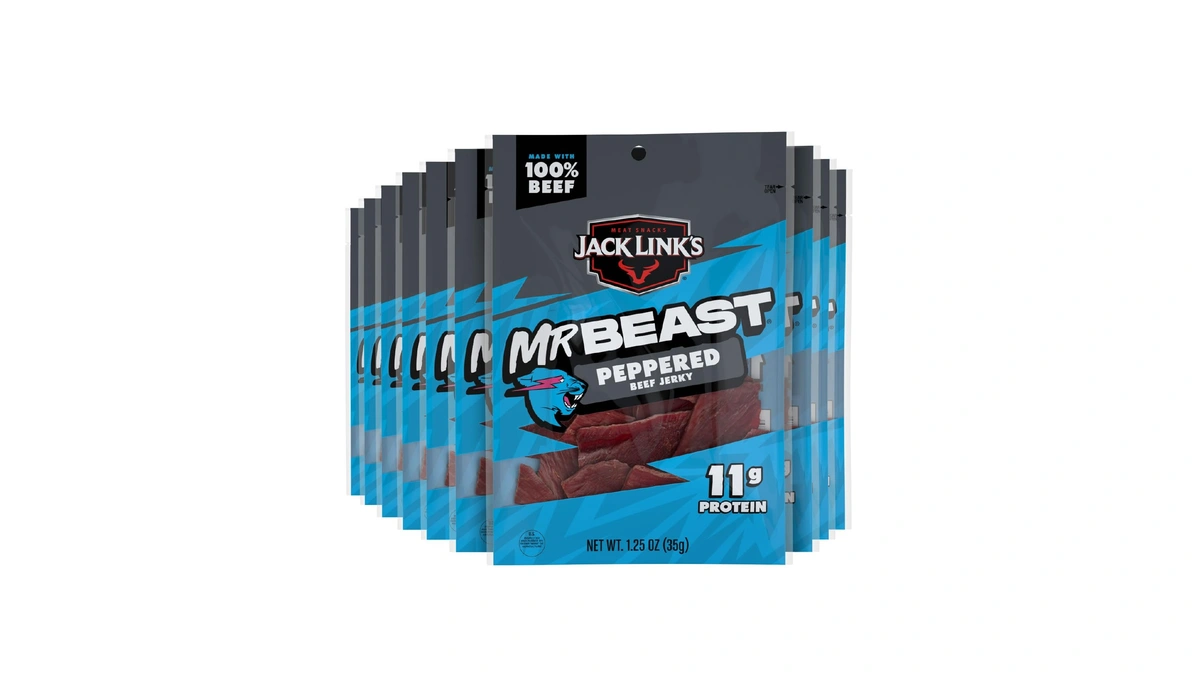Jack Link's Mrbeast Beef Jerky, Peppered Beef Jerky - 10