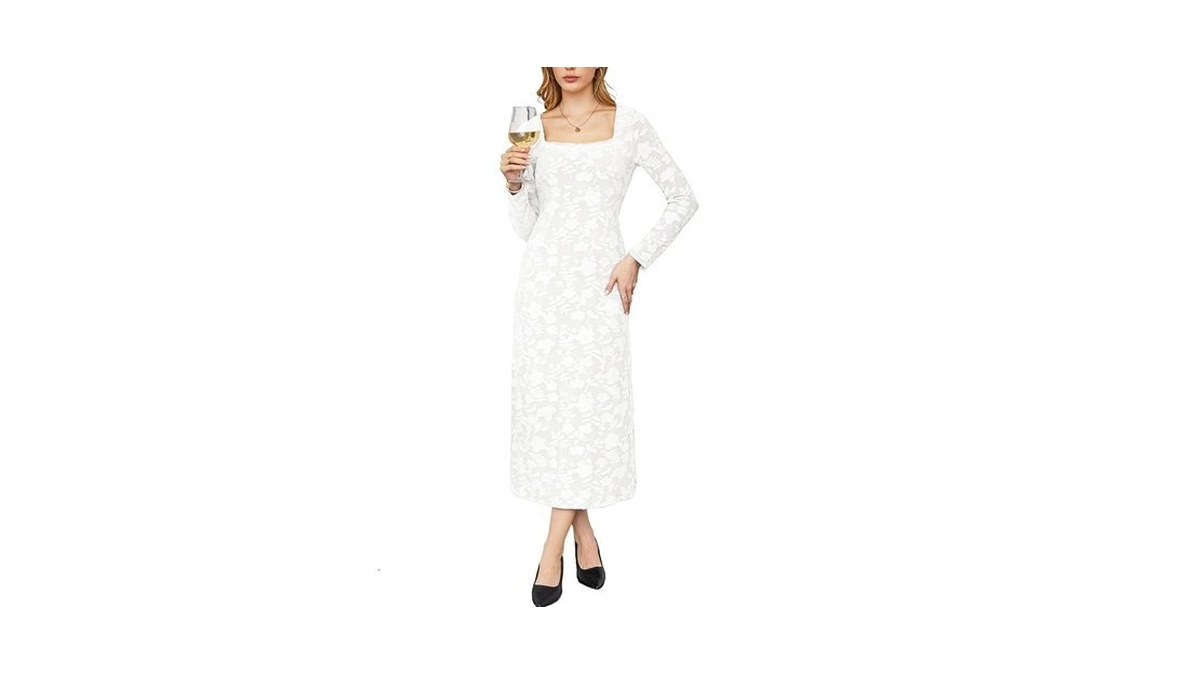 Kikibell Women's Long Sleeve Floral Bodycon Dress 2026 Spring Fall