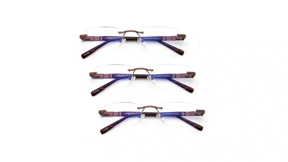 Babrvma Reading Glasses For Men 3 Pack, Rimless Blue Light