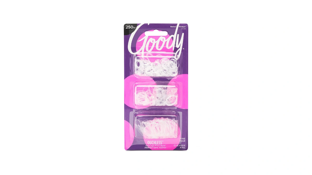Goody Ouchless Polyband Hair Ties, 250 Ct, Clear, Latex Elastic