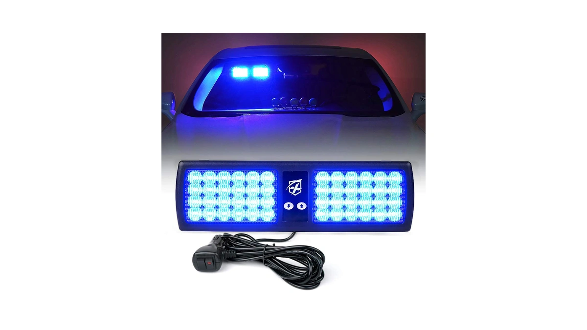 Xprite Blue 48led Visor Strobe Lights Interior Windshield Sunshield Hazard