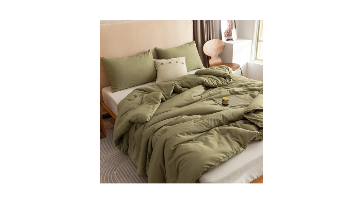 Rosgonia Queen Comforter Set Olive Green, 3pcs Bedding Sets Queen