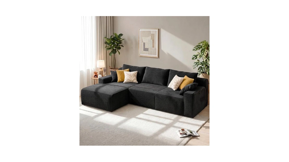 Homkdom 98" L Shaped Boneless Sectional Couches For Living Room,