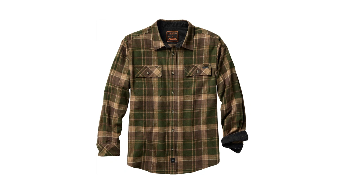 Legendary Whitetails Mens Long Sleeve Plaid Flannel 100% Cotton Shirt