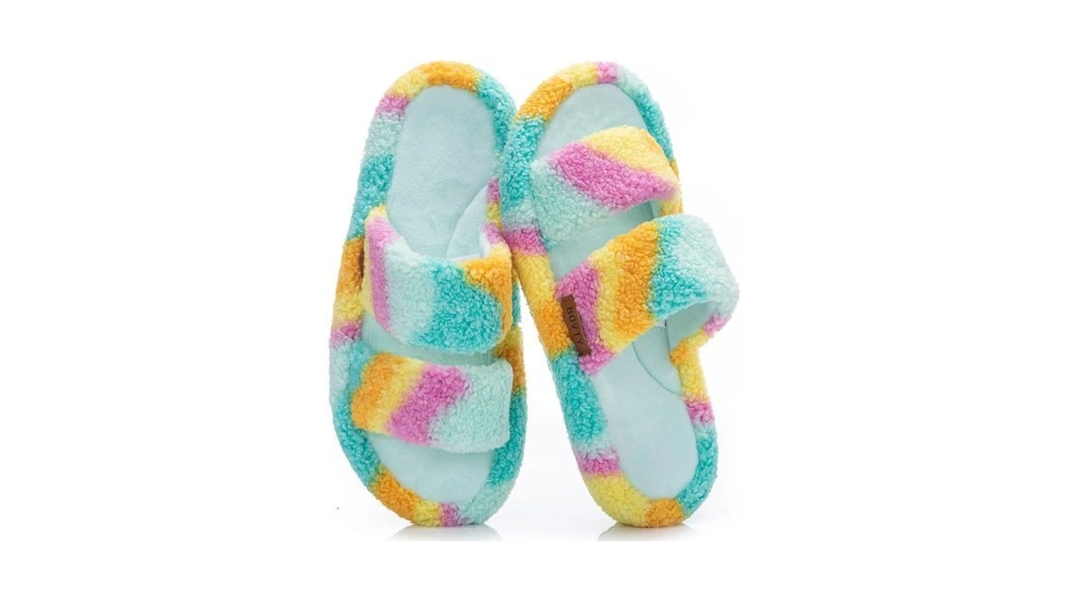 Bovty Women's Fuzzy Double Strap Open Toe Memory Foam House