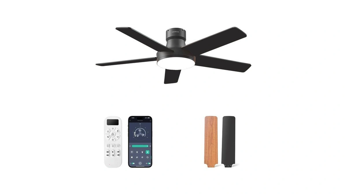 Akofun Ceiling Fans With Lights And Remote, Low Profile Ceiling