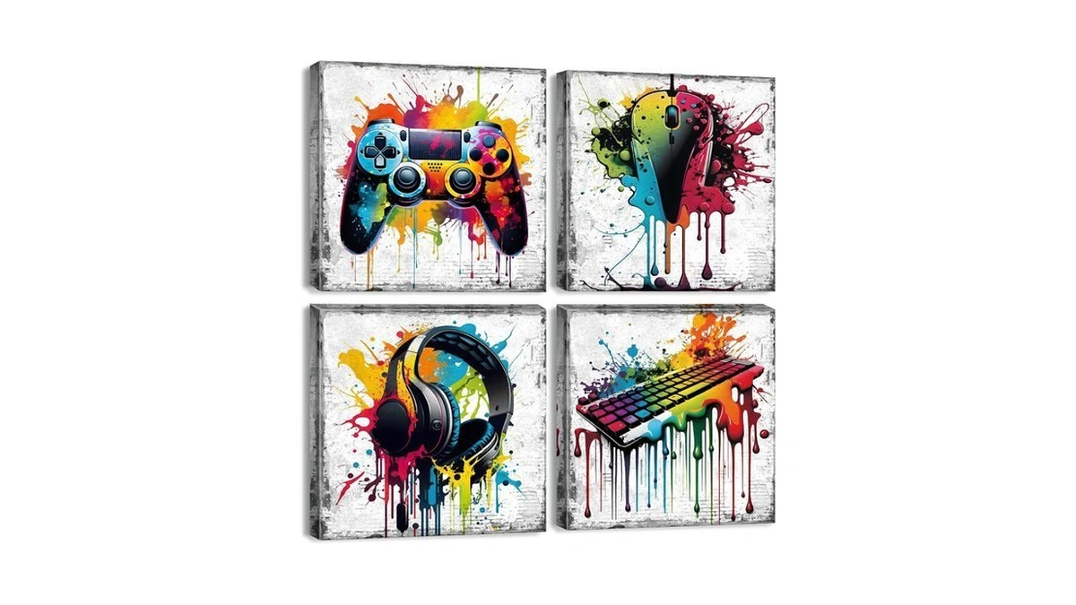 Yoooahu Game Wall Decor Gaming Art Graffiti Gamepad Headphones Canvas