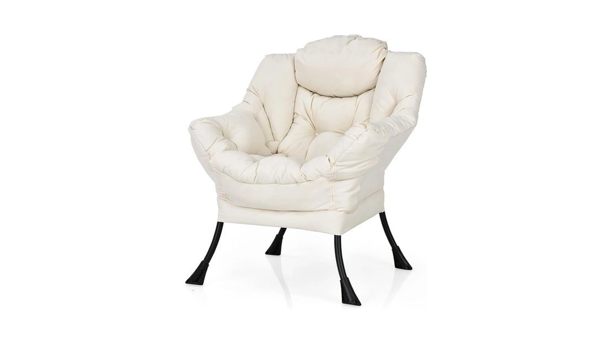 Giantex Modern Lazy Chair, Accent Contemporary Lounge Chair Polyester Fabric