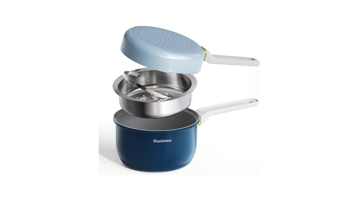 Ceramic Non Stick Cookware Set, 2.5qt Saucepan, 7" Egg Omelette
