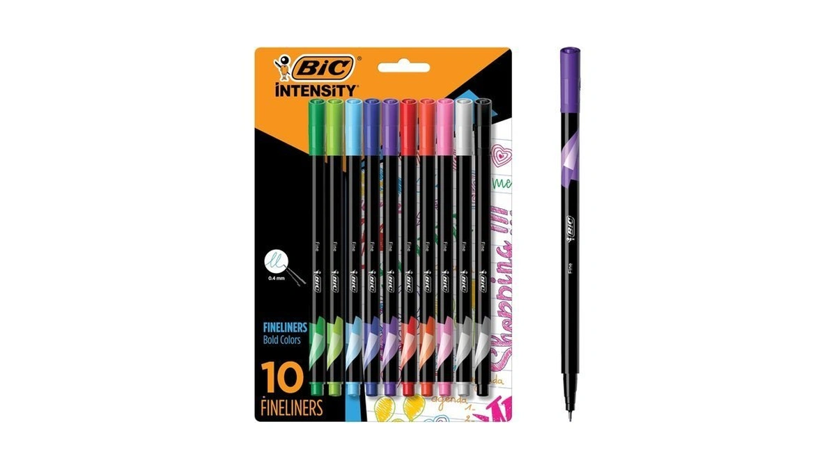 Bic Intensity Fineliner Marker Pen Set, Assorted Colors, 10-count