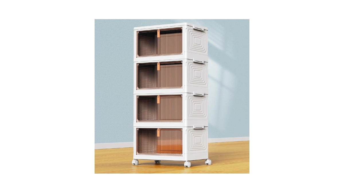 Yfxcvsl 4 Tier Plastic Storage Bins With Lid 23qt, Stackable