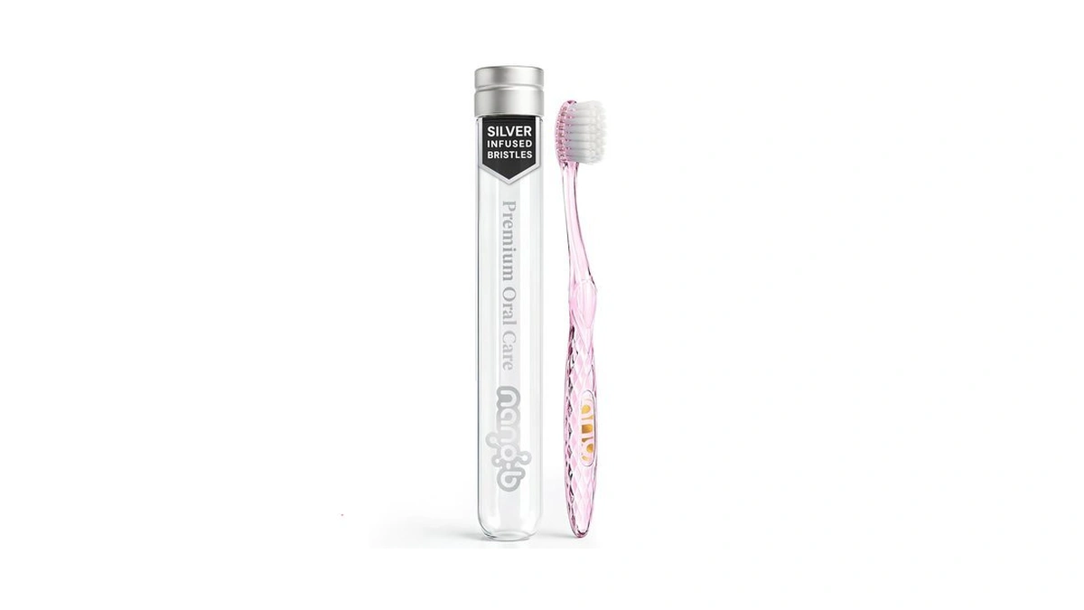 Nano-b Manual Toothbrush For Adults With Sensitive Gums, Silver Soft/medium