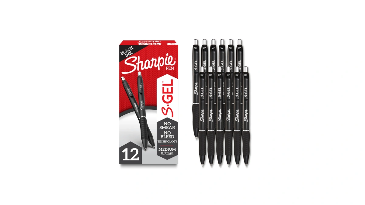 Sharpie S-gel Gel Pens, Black Barrel, Medium Point (0.7mm), Black