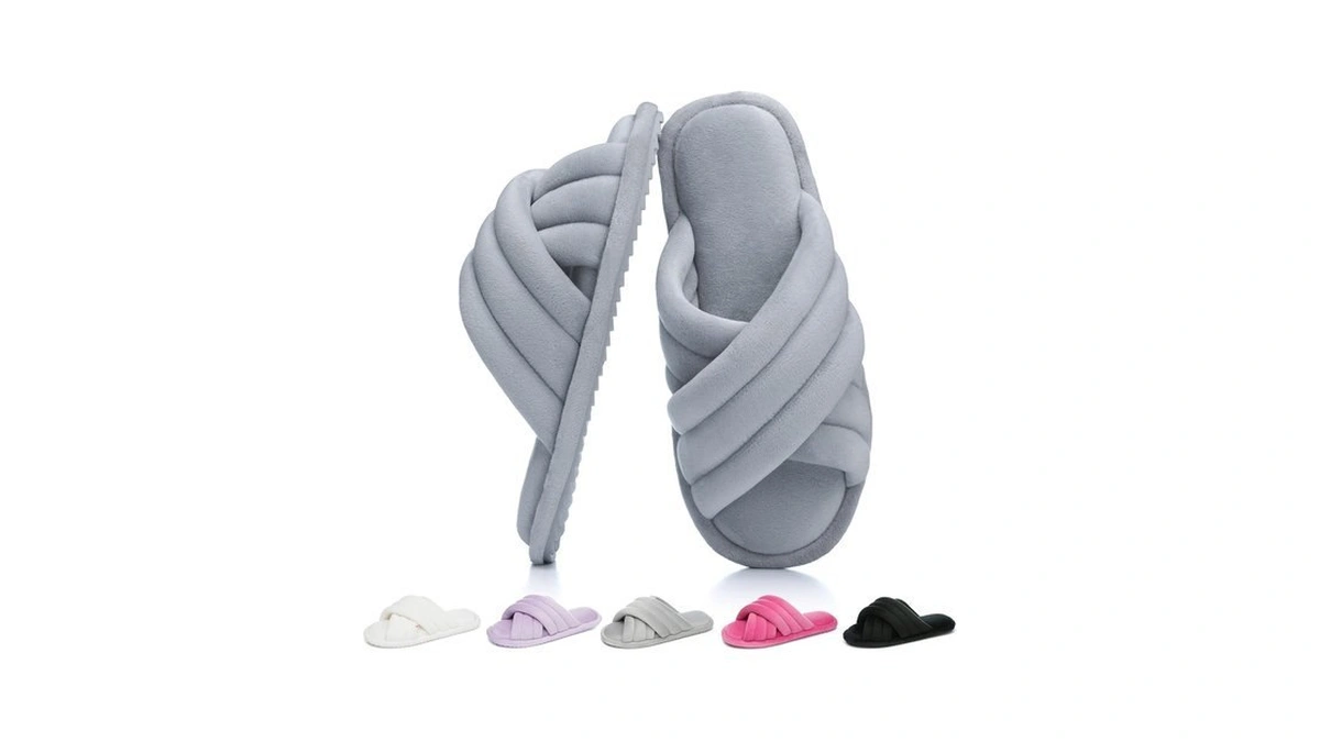 Goewy Cross Band Slippers For Women With Cozy Memory Foam