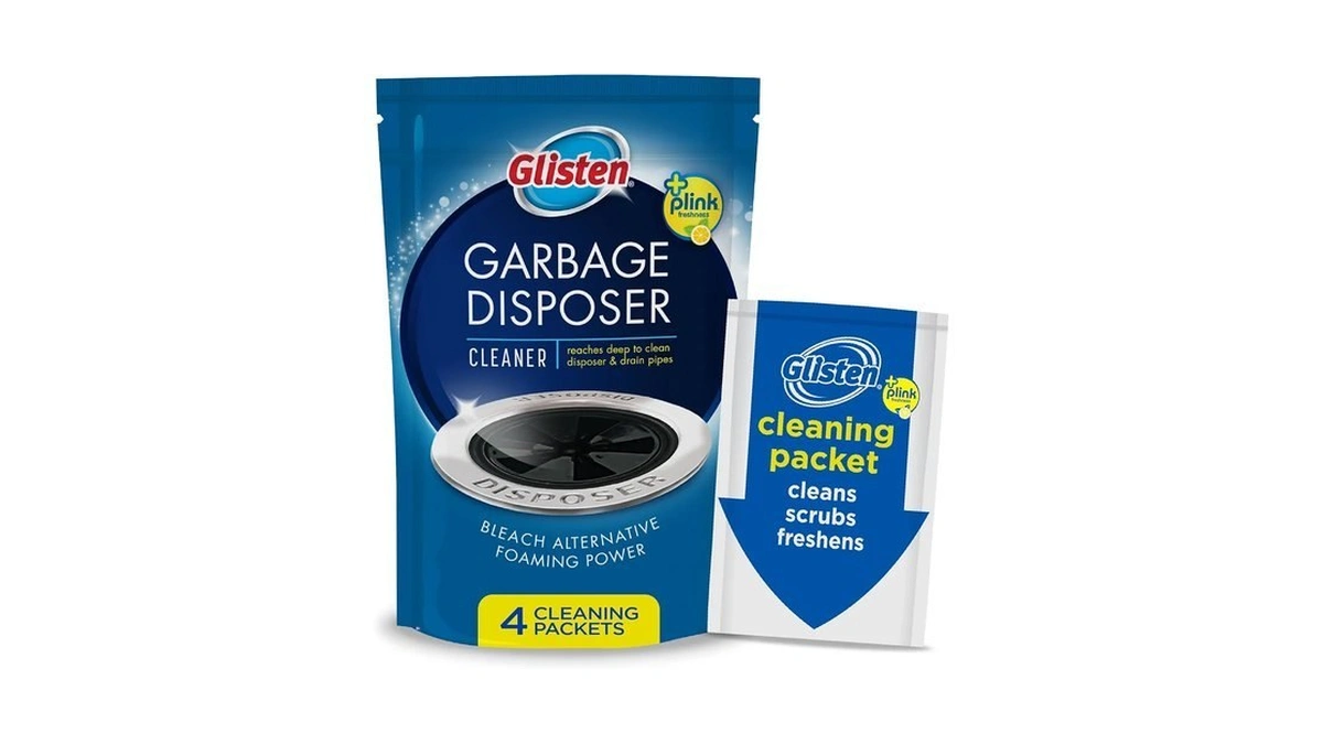 Glisten Garbage Disposer Cleaner, Lemon Scent Odor Eliminator, 4 Packets