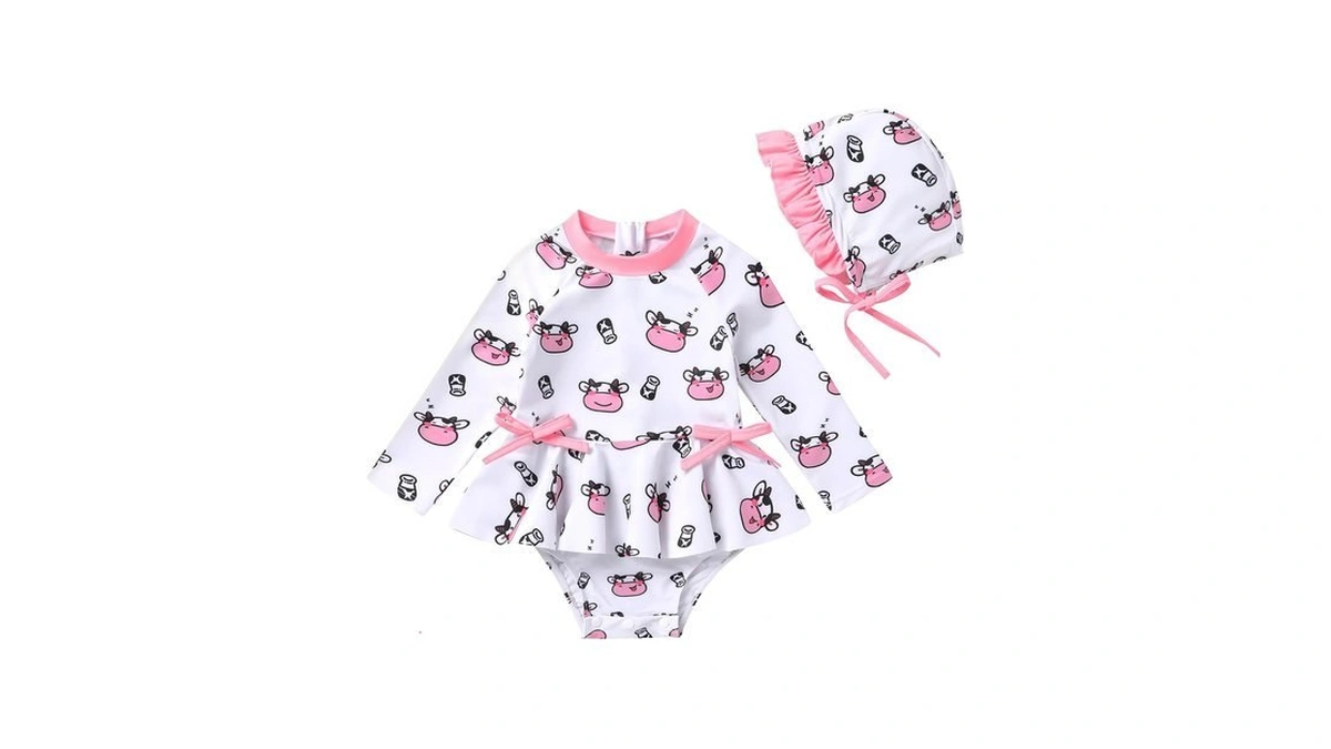 Cbhaiblyd Infant Baby Girl Long Sleeve Rash Guard Set With