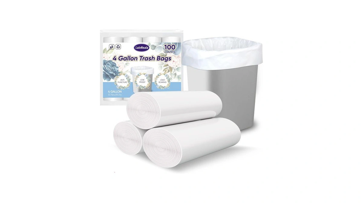 Lainneala Small Trash Bags 4 Gallon, 100 Count Small Garbage