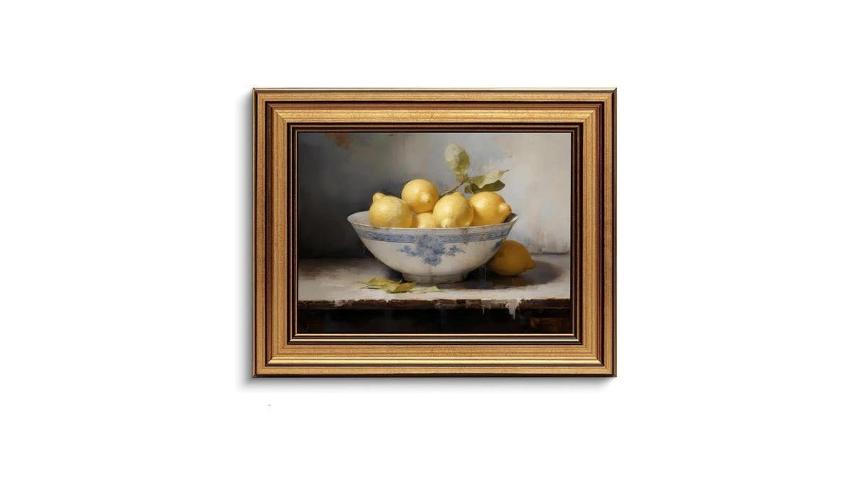 Gold Framed Wall Art Vintage Lemons Still Lif...