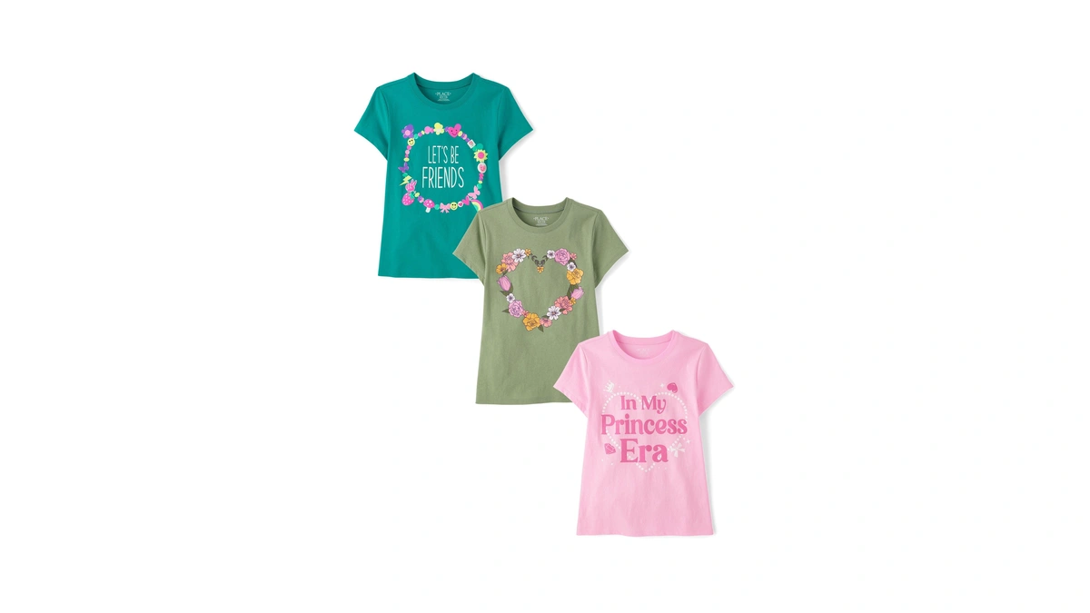 The Children's Place,female,assorted Everyday Short Sleeve Graphic T-shirts,multipacks,friends/princess Era/heart 3-pack,x-large