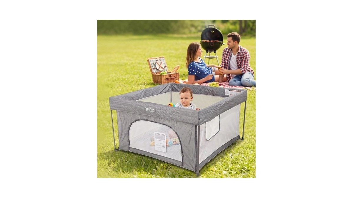 Funeek Foldable Playpen For Babies And Toddlers, 59'' X 59''