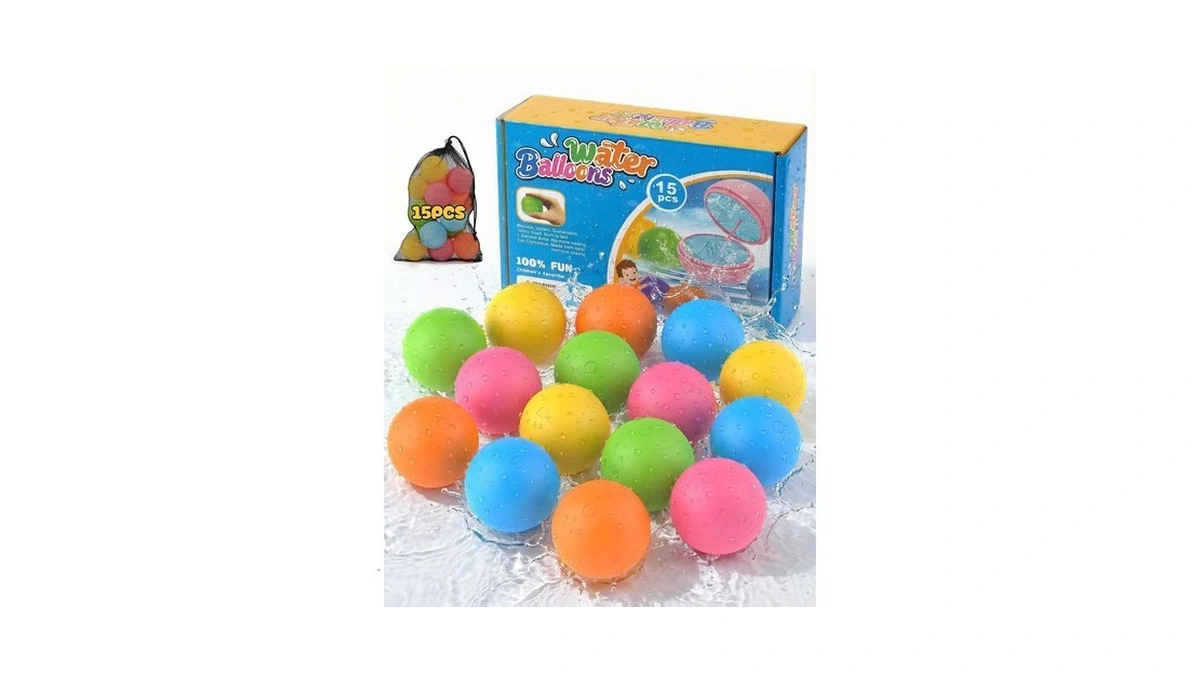 Ladfar 15pcs Reusable Water Balloons For Kids & Family Outdoor