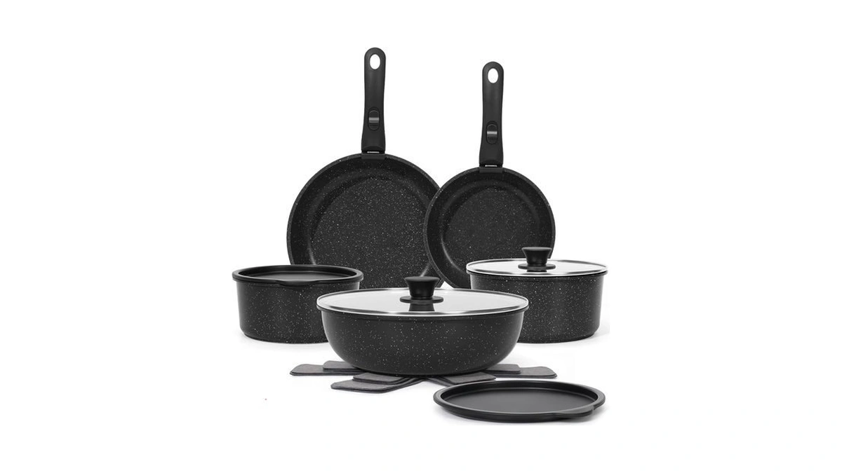 Soday 15pcs Pots And Pans Set Non Stick, Detachable Handle,