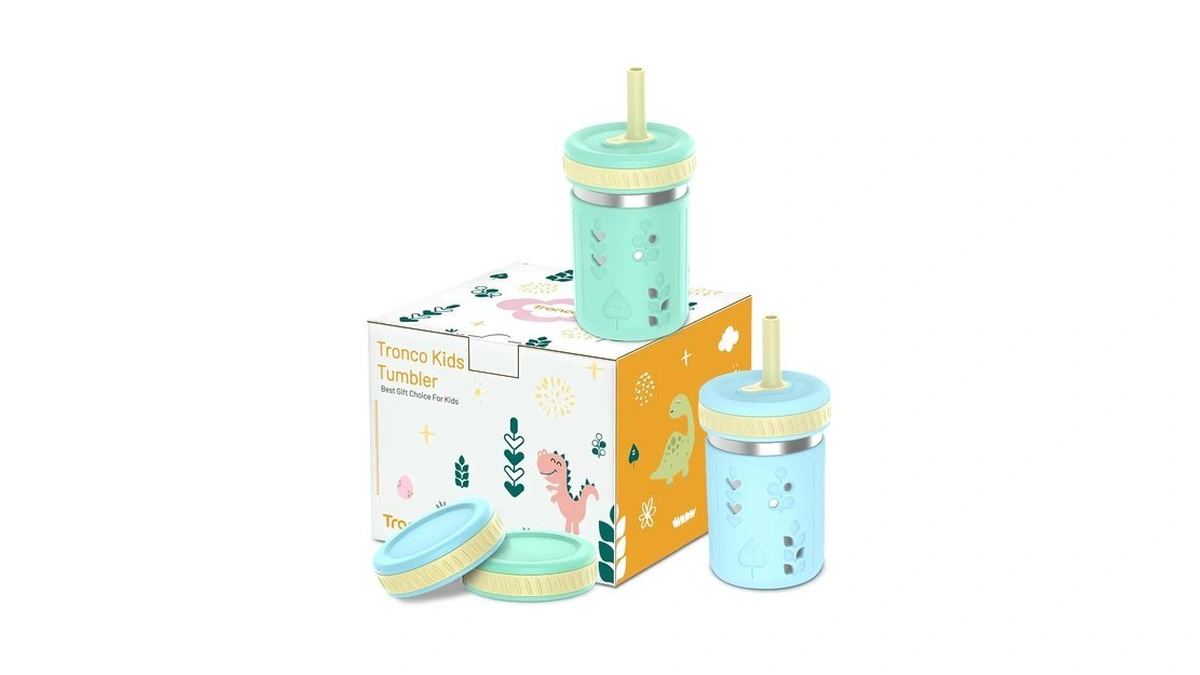 Tronco [2 Pack] 10 Oz 2-in-1 Stainless Steel Kids Tumbler
