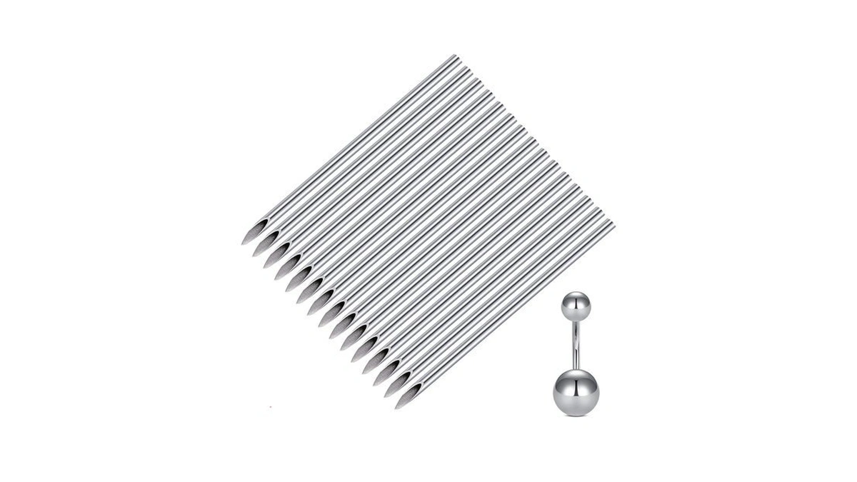 50pcs 14g Piercing Needles, Disposable Sterilized Stainless Steel Body Piercing