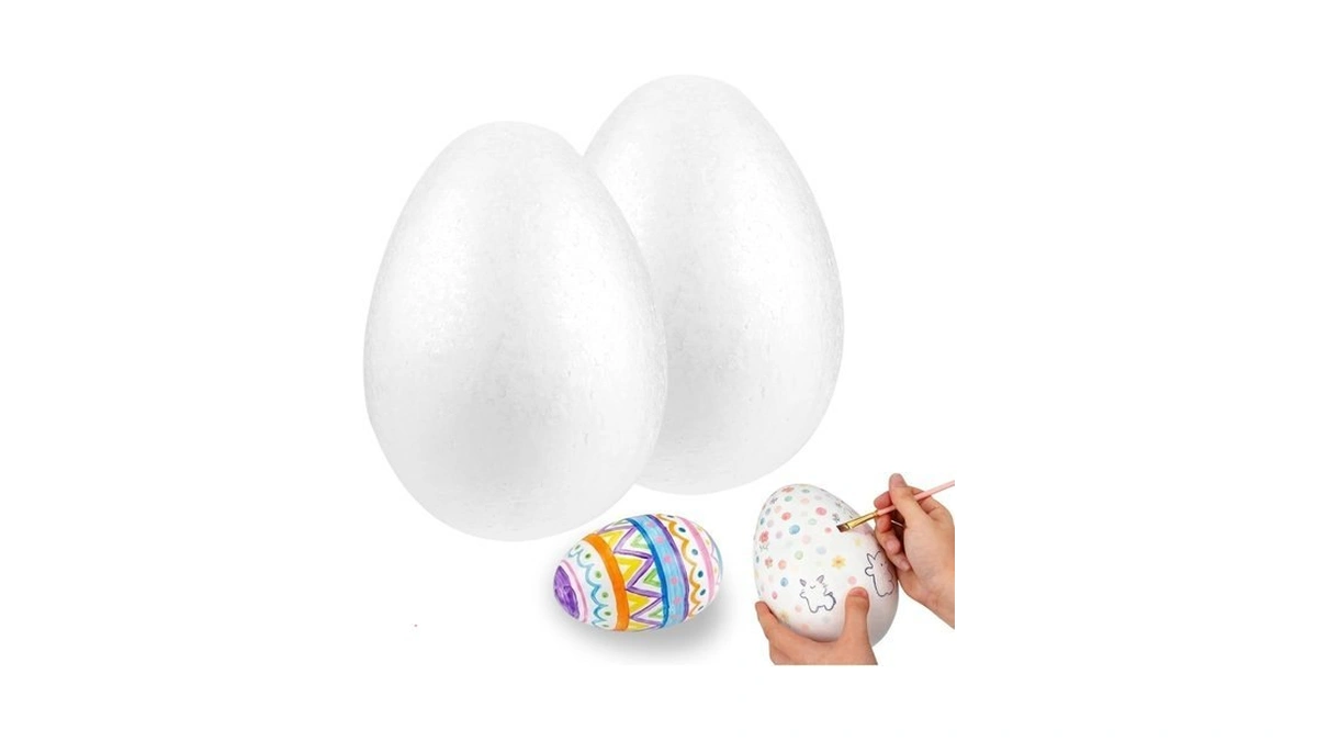 2 Pcs Jumbo White Foam Eggs For Crafts, Atarvana 7.9