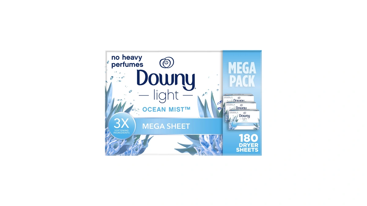 Downy Light Mega Dryer Sheets, Fabric Softener Dryer Sheets, Ocean