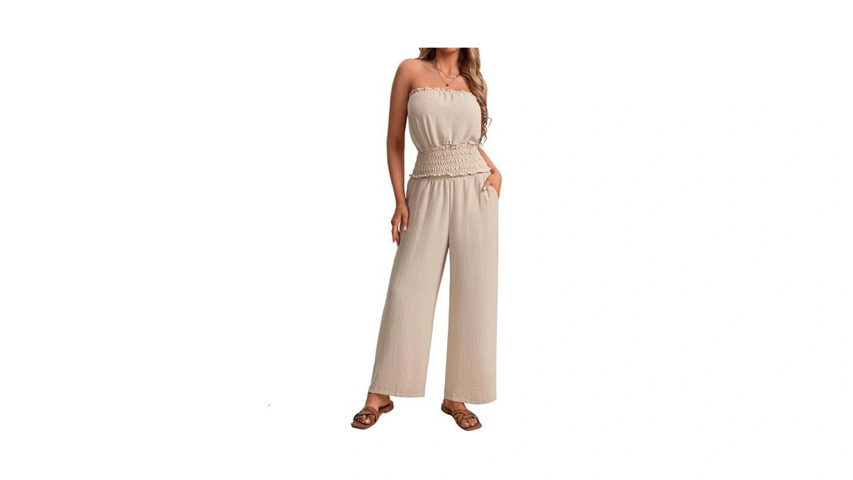 Ieeilulu Women 2 Piece Sets Summer Strapless Tube Tops And