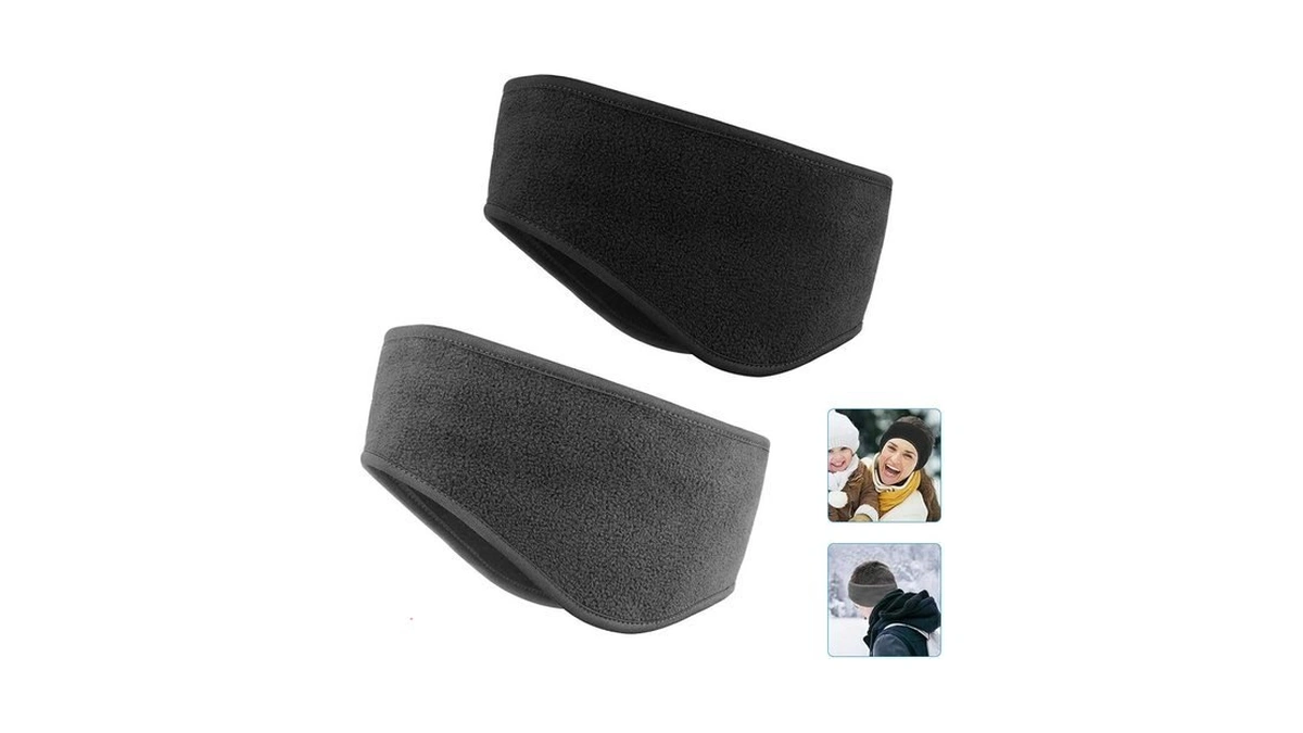 Komake Ear Warmers Headband, 2 Pack Earmuff Headband Fleece Earmuffs