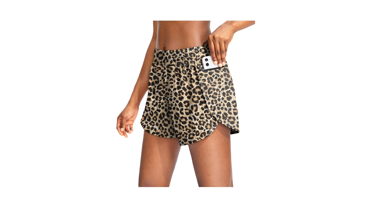 Soothfeel Womens Running Shorts With Zipper Pockets 3" High Waisted