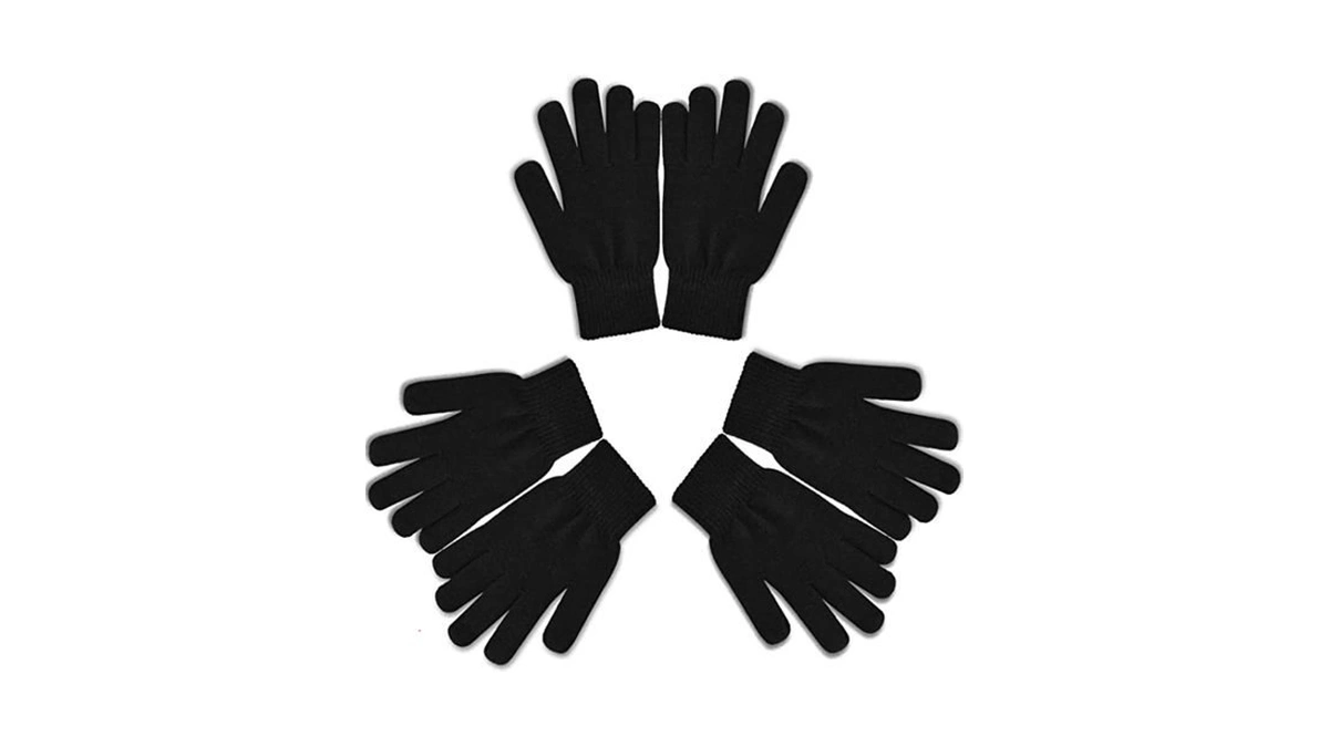 Winter Magic Gloves Warm 3 Pairs Unisex Stretchy Black Gloves