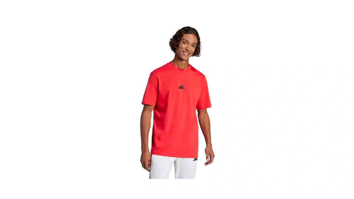 Adidas Men's Essentials Small Logo Sportswear T-shirt, Pure Ruby/black, Large