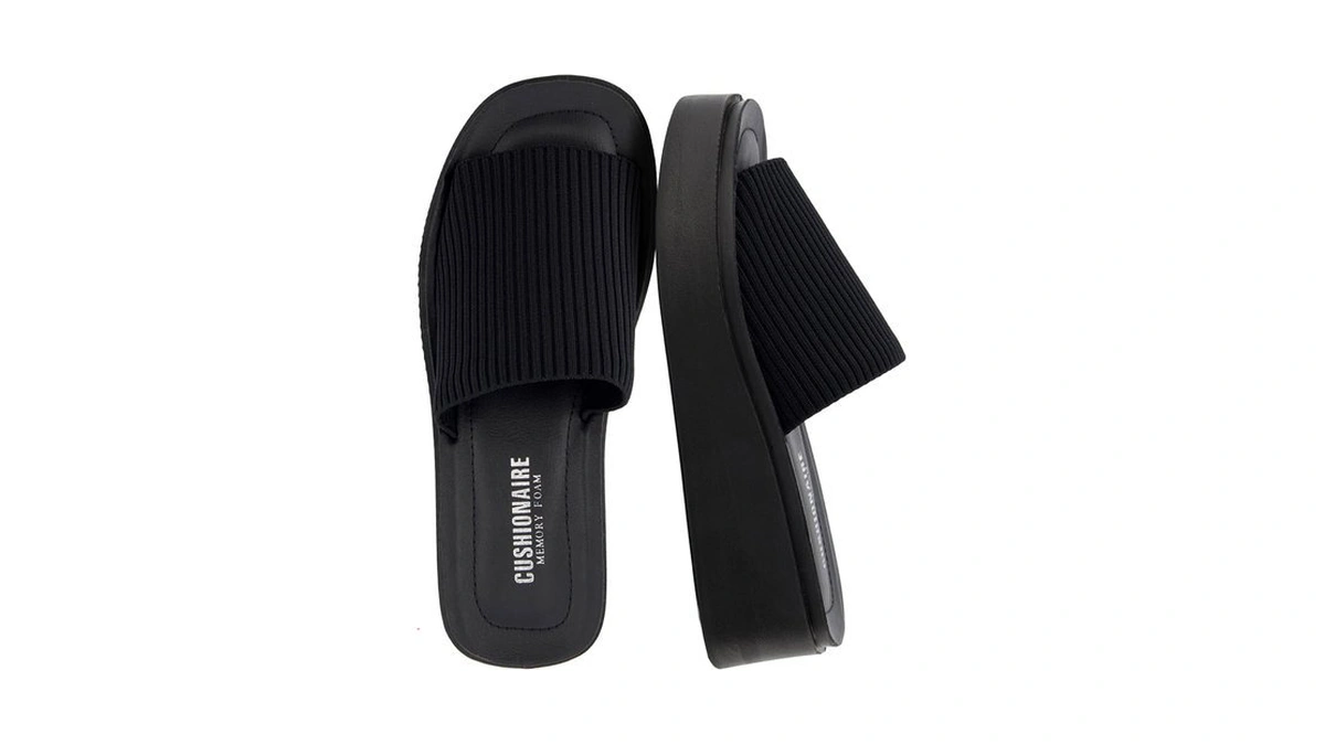 Cushionaire Pim Wedge Chunky Platform Womens Sandals With Firm Knit