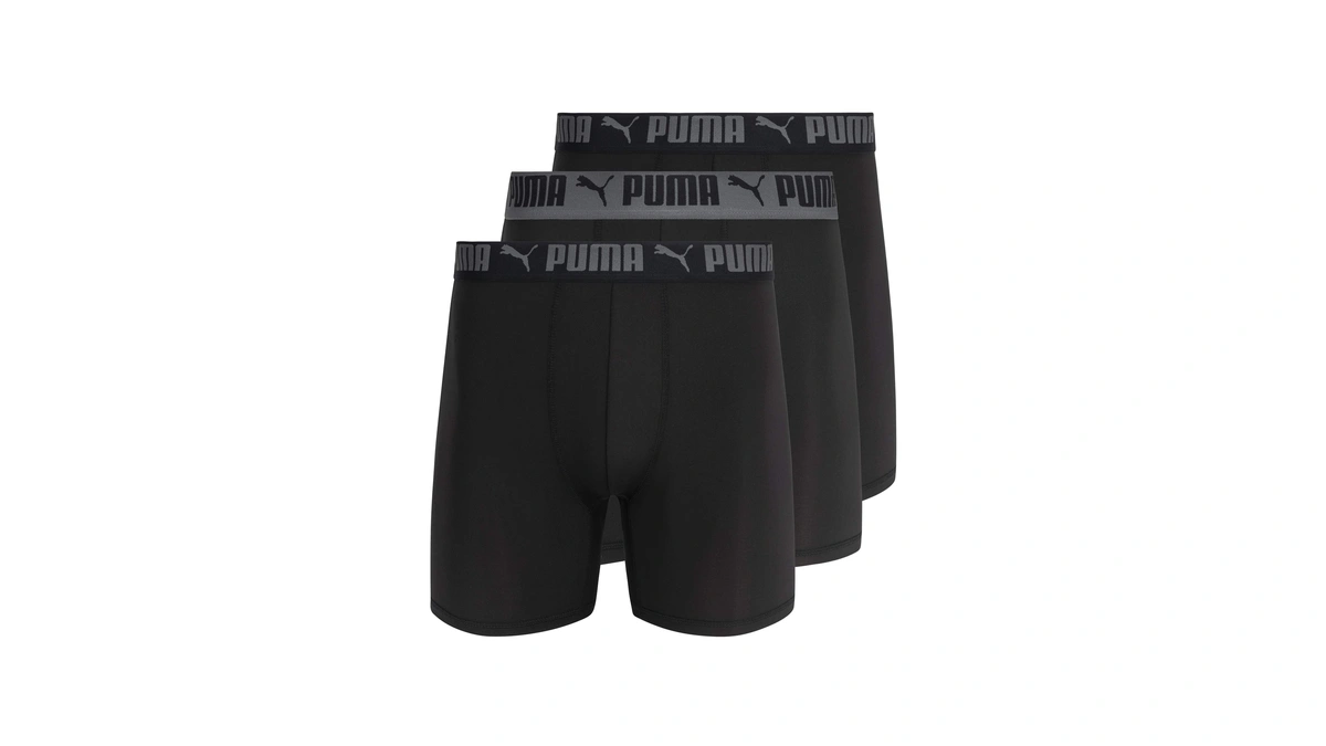 Puma Mens 3 Pack Athletic Fit Boxer Briefs, Castlerock, Medium