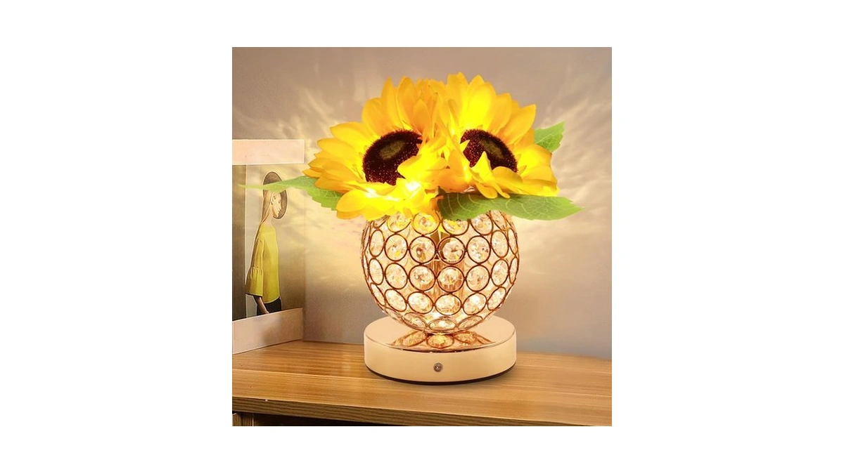 Jhxlamp Birthday Gifts For Women,sunflower Flower Touch Lamp,rechargeable Cordless 3-colour