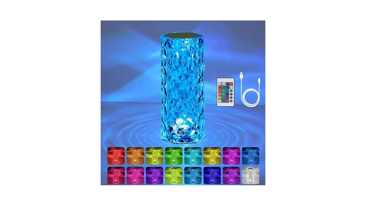 Vomii Crystal Lamp Touch, Rgb 16 Colors Changing Night Light