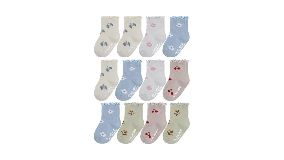 Aroveea Toddler Socks Non Slip Grip Ankle Baby 12 Pack
