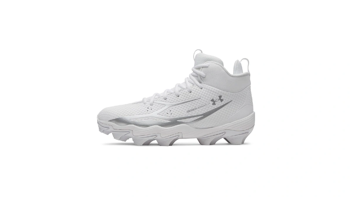 Under Armour Men's Spotlight Hammer Football Cleats, (100) White/metallic Silver/metallic